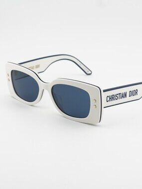 Dior DIORPACIFIC S1U 95B0 Sunglasses Ivory Rectangle Frame, Blue Lenses